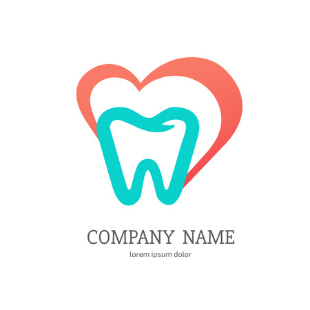 Illustration design of logotype business dental clinic flat symbol. Tooth and cross web iconのイラスト素材
