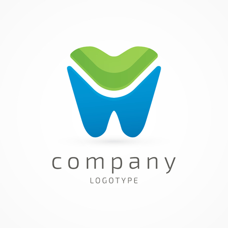 Illustration design of logotype business dental clinic flat symbol. Tooth and cross web iconのイラスト素材