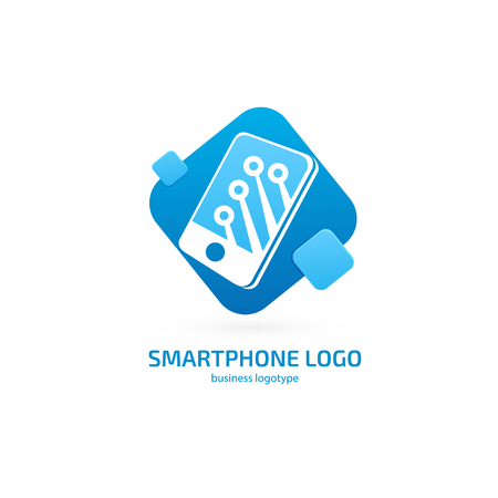 Illustration design of logotype business web marketing. Vector smartphone web icon.のイラスト素材