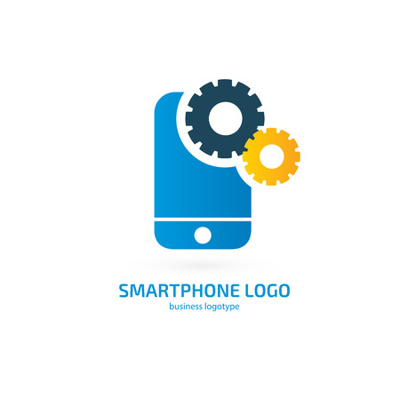 Illustration design of logotype phone repair. Vector smartphone web icon.のイラスト素材