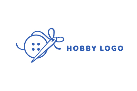 Illustration design of logotype woman hobby flat symbol. A button and a needle web iconのイラスト素材
