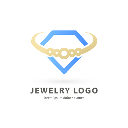 Illustration design of logotype business luxury jewelry symbol. Vector diamond necklace accessories line web icon.のイラスト素材