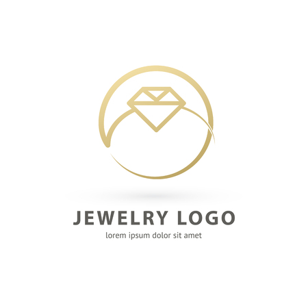 Illustration design of logotype business luxury jewelry symbol. Vector diamond ring line web icon.のイラスト素材