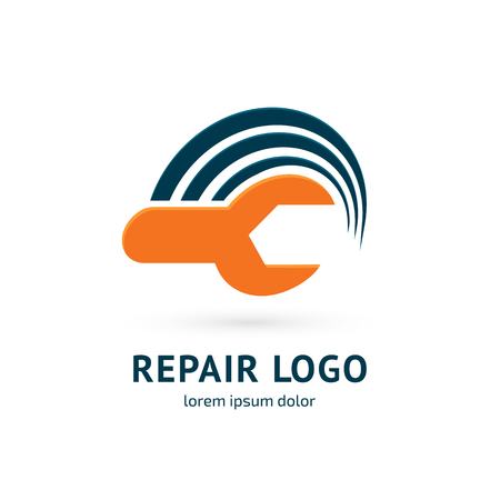 Illustration design of logotype business spanner symbol. Vector web work tool icon.のイラスト素材