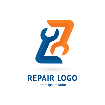 Illustration design of logotype business spanner symbol. Vector web work tool icon.のイラスト素材