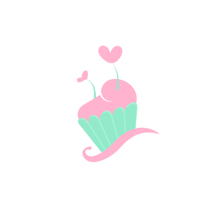 Illustration design of cartoon logotype candy store. Vector icon sweet cake.のイラスト素材