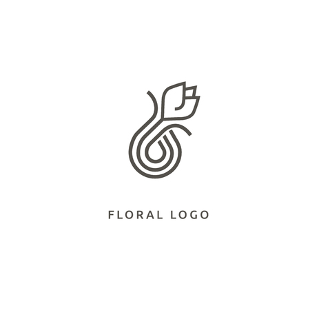Vector illustration, Graphic Design Editable Design. Floral logo. Flower wedding icon. Luxury spring and summer, emblem.のイラスト素材