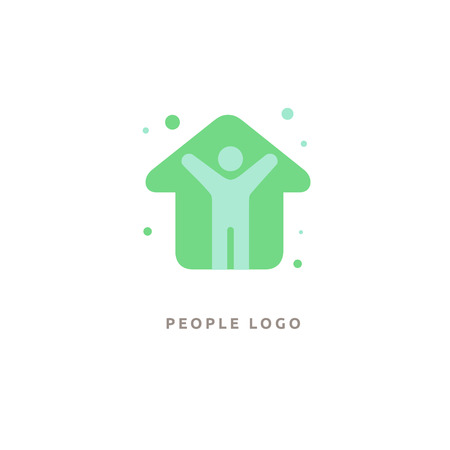 Vector man and house logo concept. Vector illustration, Graphic Design Editable Design.のイラスト素材