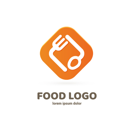 Graphic fork icon symbol for cafe, restaurant, cooking business. Modern catering label, emblem, badgeのイラスト素材
