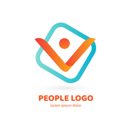 Illustration design of logotype activity person symbol. Vector happy man web icon.のイラスト素材