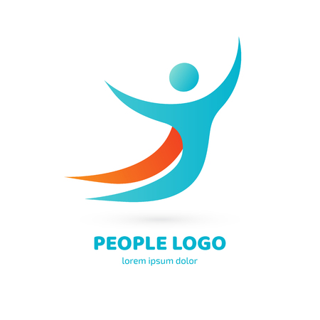 Illustration design of logotype activity person symbol. Vector happy man web icon.のイラスト素材