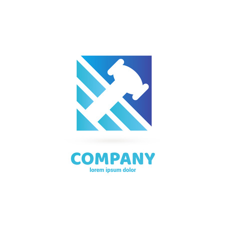 Vector design logo hammer and repair. Court pictogram, lawyer abstract iconのイラスト素材