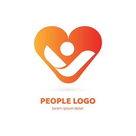 Illustration design of logotype man in love symbol. Vector happy man web icon.のイラスト素材
