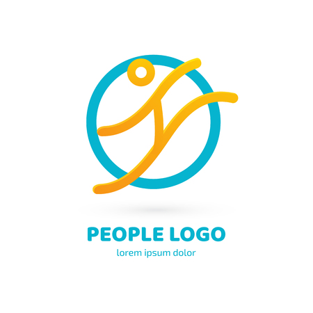 Illustration design of logotype activity person symbol. Vector happy man web icon.のイラスト素材
