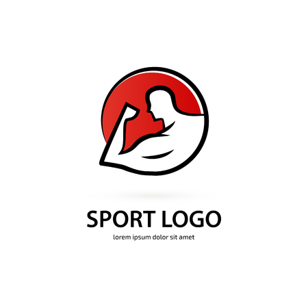 Vector design logo Sport sign. Dumbbell pictogram, active lifestyle abstract iconのイラスト素材