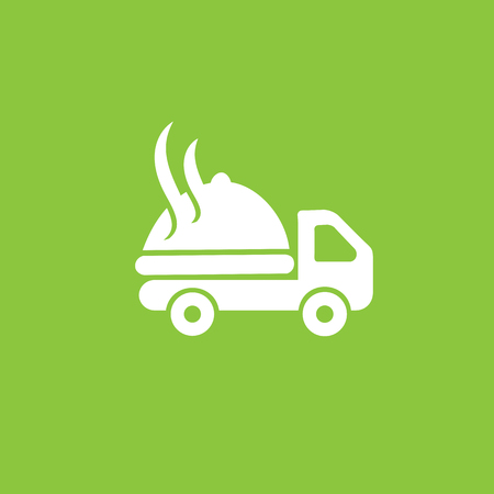 Vector design logo food delivery. Food pictogram, car abstract iconのイラスト素材