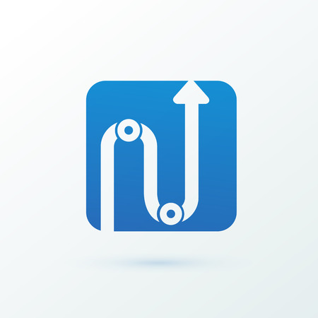 Vector design logo hammer and arrow. Court pictogram, lawyer abstract iconのイラスト素材