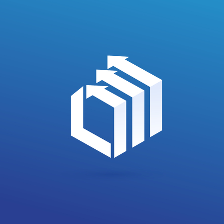 Vector design logo hammer and arrow. Court pictogram, lawyer abstract iconのイラスト素材