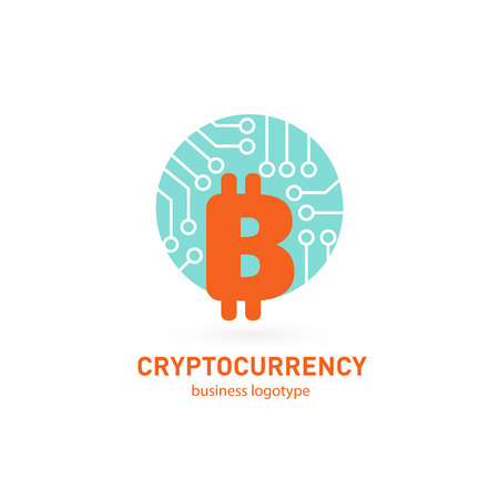 Vector design finance and e-commerce. Bitcoin pictogram, virtual money abstract iconのイラスト素材