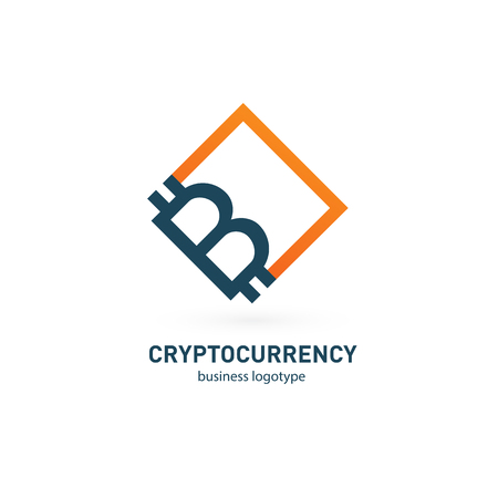 Vector design finance and e-commerce. Bitcoin pictogram, virtual money abstract iconのイラスト素材
