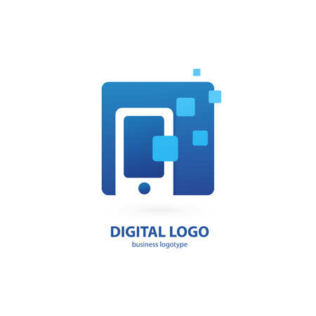 Vector smartphone web icon. Logo design abstract digital technology vector template.のイラスト素材