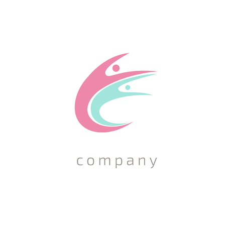 Happy motivated people in colorful logo. Team web icon.のイラスト素材