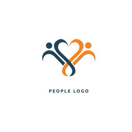 Happy motivated people in colorful logo. Team web icon.のイラスト素材