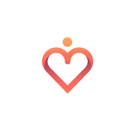 Health care kid in heart shape. Family clinic colorful icon.のイラスト素材