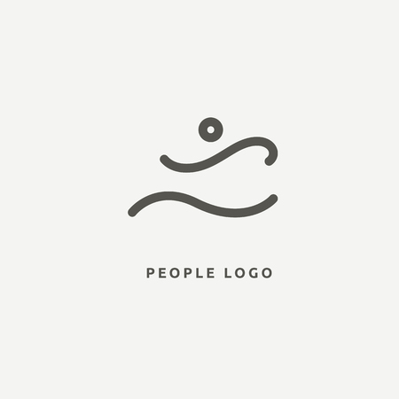 Vector illustration, Graphic Design Editable Design. Active person with leafl logo. Fitness, sport web icon.のイラスト素材