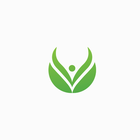 Happy people with leaf icon.のイラスト素材