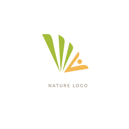 Vector illustration, Graphic Design Editable Design. Happy people with leafl logo. Fitness, sport web icon.のイラスト素材