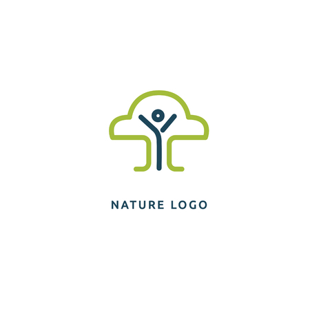 Vector illustration, Graphic Design Editable Design. Happy people with leafl logo. Fitness, sport web icon.のイラスト素材