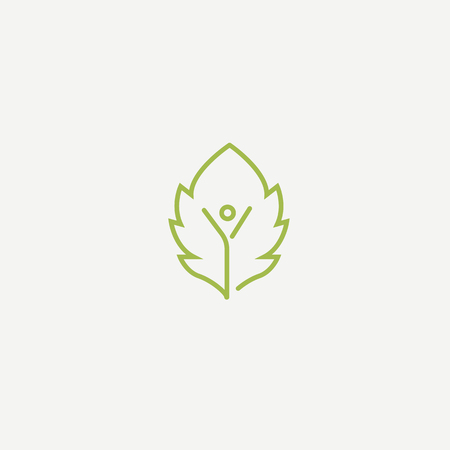 Vector illustration, Graphic Design Editable Design. Happy people with leafl logo. Fitness, sport web icon.のイラスト素材