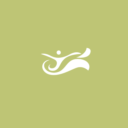 Vector illustration, Graphic Design Editable Design. Happy people with leafl logo. Fitness, sport web icon.のイラスト素材