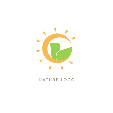 Landscape design, garden, Plant, nature and ecology vector logo. Vacation and holiday Happy life Logotype.のイラスト素材