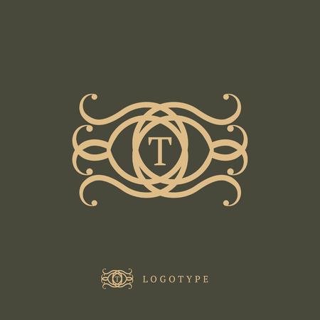 Letter T vector logo. Vintage Insignia and Logotype. Business sign, identity, label, badge of restaurant.のイラスト素材