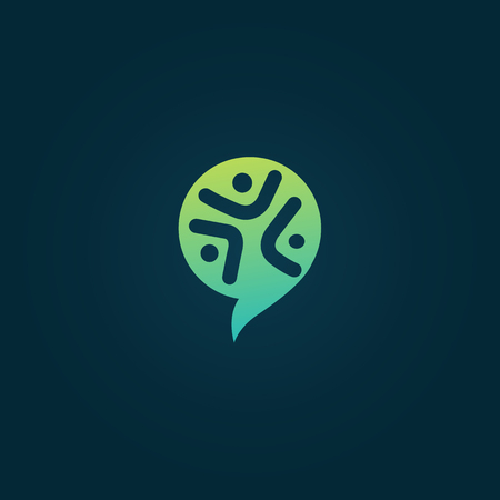 Message icon. Vector flat style illustration modern logotype design speech bubble and people.のイラスト素材