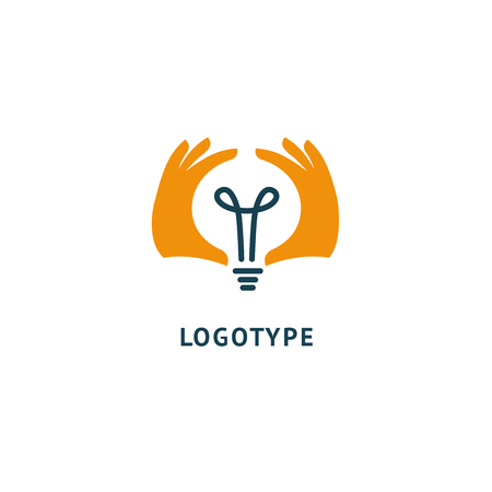 Idea minimalistic vector logo. Vector lamp Template. Lamp icon. Vector illustration, Graphic Design Editable Design.のイラスト素材