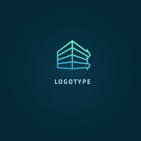 Abstract sign, vector logotype, editable design minimalist sign. Vector stock logo. Illustration design of geometric, simple logotype.のイラスト素材