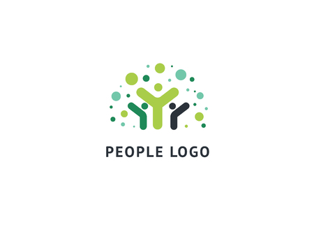 Abstract community logo icon vector design. Creative agency, social work, teamwork, business, advertising vector logo. Editable Design. Happy motivated people in colorful logo. Team web iconのイラスト素材