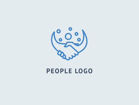 Abstract hands logo icon vector design. Health, help, support Center, care, vector logo. Vector illustration, Graphic Design Editable Design. Handshake logo. Communication web icon.のイラスト素材