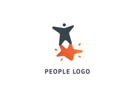 Abstract success logo vector design. Winner, star man, celebrity, business, active lifestyle, team work, gym logotype. Editable Design Happy people and star logo. Fitness, sport web icon.のイラスト素材