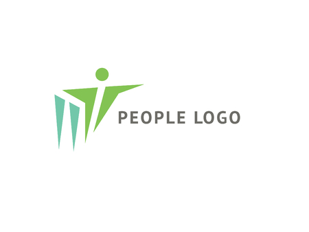 Active man icon. Vector flat modern logotype design speech bubble and people. Dance studio logo design vector template. Abstract human figure logotype. Sport, yoga ,fitness, gym, chargingのイラスト素材