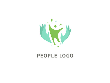 Logo design abstract people vector template. Illustration design of logotype business family symbol. Vector happy man web icon.のイラスト素材