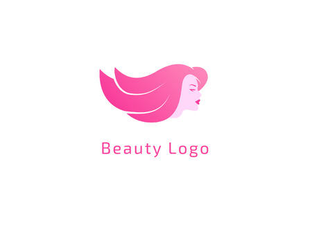 Vector illustration woman. Manicure, styling, haircut, makeup, stylist, fashion logo design. Girl silhouette sign. Model agency, Women's beauty salon, massage, cosmetic vector logotypeのイラスト素材