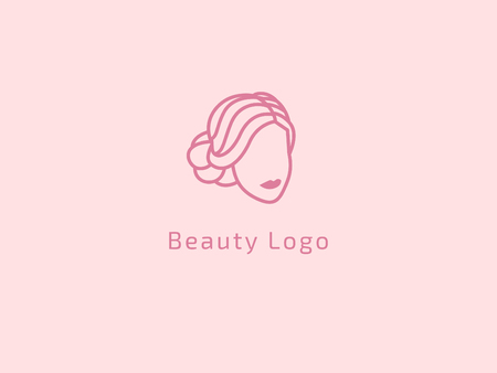 Vector illustration woman. Manicure, styling, haircut, makeup, stylist, fashion logo design. Girl silhouette sign. Model agency, Women's beauty salon, massage, cosmetic vector logotypeのイラスト素材