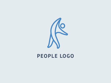 Active man icon. Vector flat modern logotype design speech bubble and people. Dance studio logo design vector template. Abstract human figure logotype. Sport, yoga ,fitness, gym, chargingのイラスト素材