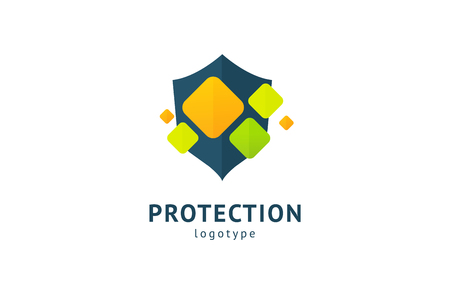 Shield icon. Vector flat style illustration Abstract business security Agency logo template. Logo concept of antivirus, protection, insurance, privacy, guardのイラスト素材