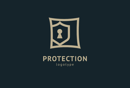 Shield icon. Vector flat style illustration Abstract business security Agency logo template. Logo concept of antivirus, protection, insurance, privacy, guardのイラスト素材