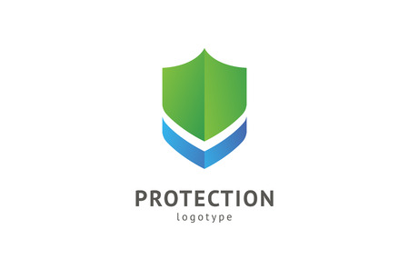 Shield icon. Vector flat style illustration Abstract business security Agency logo template. Logo concept of antivirus, protection, insurance, privacy, guardのイラスト素材